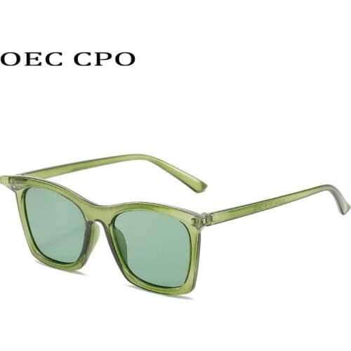 OEC CPO Square Women Sunglasses Brand Desinger Vintage Clear Green Glasses Ladies Eyewear Retro Oculos Lunette De Soleil UV400