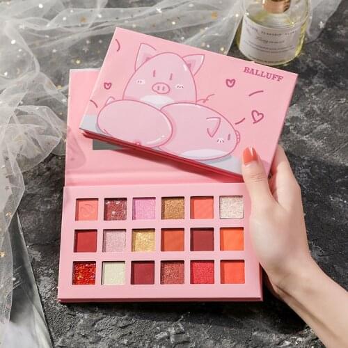Happy Pig 18-color Eyeshadow Palette Waterproof Matte Pearlescent Eyeshadow Cute Makeup Palette Makeup Palette Lasting Nature