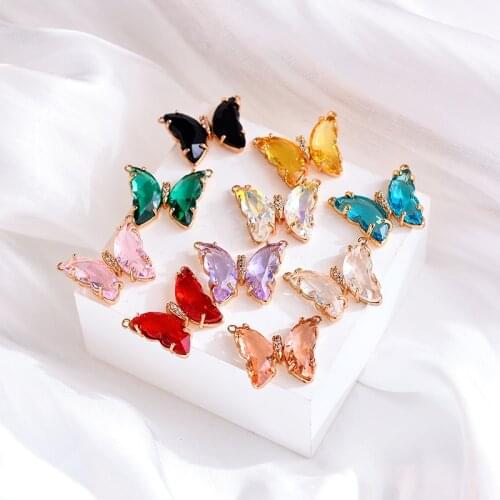Peixin 4Pcs/Set Colorful Shiny Crystal Butterfly Pendant for Womens Necklace DIY Jewelry Making Supplies 10 Colors Wholesale