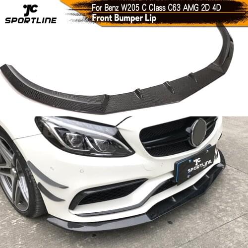 Front Bumper Lip Spoiler Splitters For Mercedes-Benz C Class W205 2D 4D C63 AMG 2015 - 2018 Carbon Fiber Front Bumper Guard