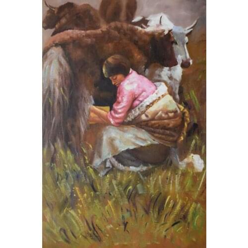 Hand Painted High Quality Chinese Style Figure Oil Painting on Canvas Wall Art Picture Painting for Living Room Canvas Painting