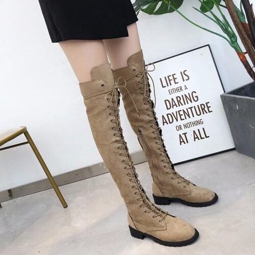 Large Size 34-43 Size 2020 New Over The Knee Boots Side Zipper With Low Heel Sexy Autumn Womens Shoes Winter Women Boots B21-27