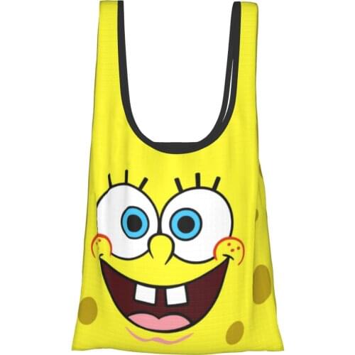 Sponge1 Bag Women Cheap Fold eco-friendly Bag Animes square pants Ins tote Bag