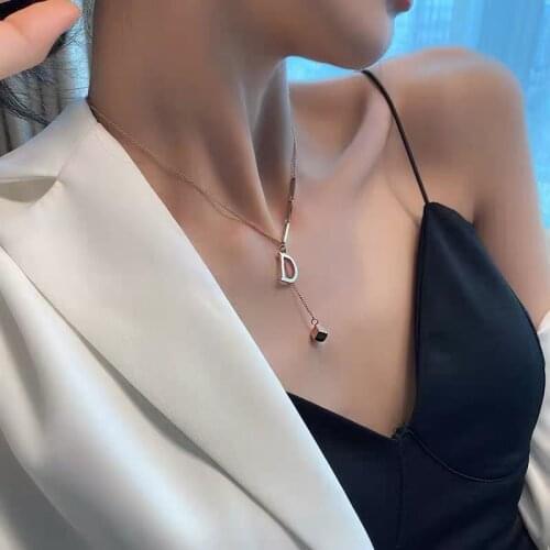 Korean Fashion Simple Letter D Pendant Women Necklace Ladies Elegant Stainless Steel Chokers Necklaces Clavicle Chain Jewelry