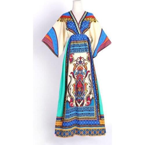 Women 2022 New Spring Summer Autumn v-neck Women National style Beach dress AW7528