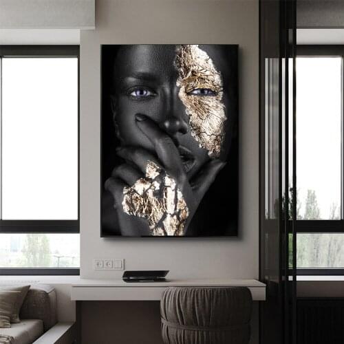 Gold Women Art Abstract Vintage African Poster Home Decor Picture Nordic Canvas Painting Wall Art Prints Poster for Living Room