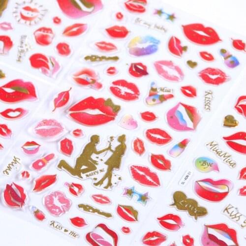 1set/1lot Kawaii Stationery Stickers Red lips lipstick crystal drops Decorative Mobile Stickers Scrapbooking DIY Craft Stickers