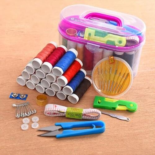 1set Sewing Accessories Needle Threads Box Kits Storage Box Sewing Tools Useful Travel Scissor Thimble Buttons Pins Sewing Box