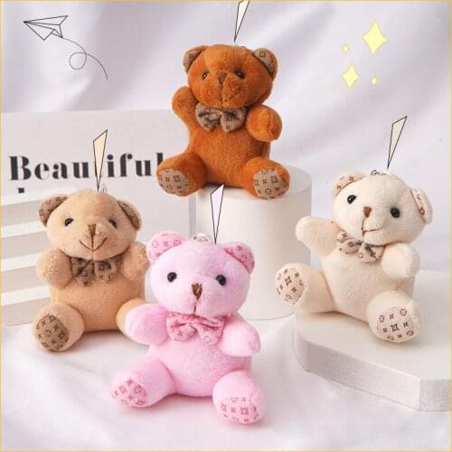 1PCS star bow tie plush sitting bear toy small pendant cartoon bouquet doll wedding event gift soft plush toy hot new products