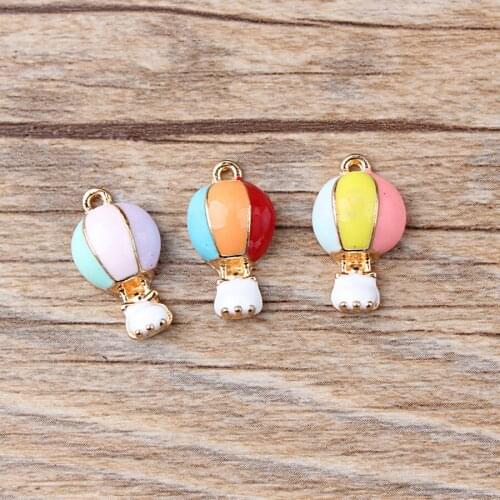 Daisies 10pcs Hot Air Balloon Enamel Charms Alloy Pendant Fit Necklaces Bracelets DIY Jewelry Making Accessories