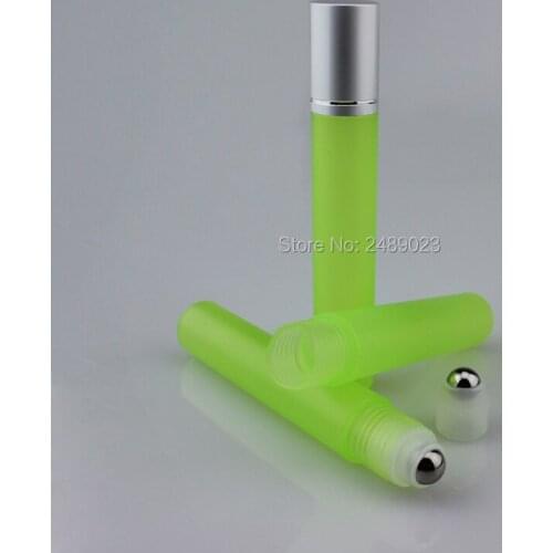 15ml Roll On Plastic Bottle Green Fragrances Essential Oil Perfume Bottles Metal Roller Ball Free Shipping 10pcs/lot