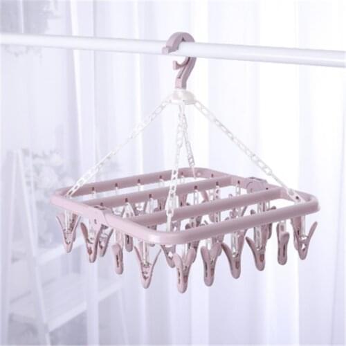 32 Clip Folding Drying Rack Underwear Socks Clip Multi-functional Clothes Rack Plastic Portable Cloth Drying Rack