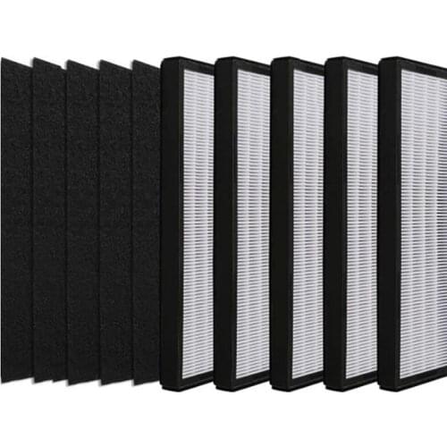 5 Pack FLT5000/5111 Filter C Compatible for Germ Guardian AC5000, AC5300B Series Air Purifier, with 5 Carbon Filters