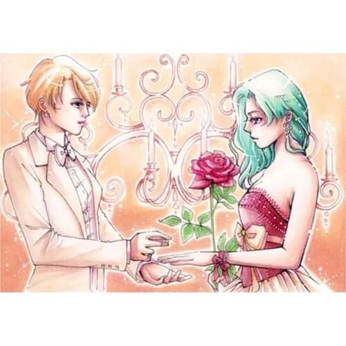 5D DIY Full Round/Square Diamond Painting Cartoon Couple Rose Cross Stitch 3D Embroidery Rhinestone Mosaic Home Decor Art Y526