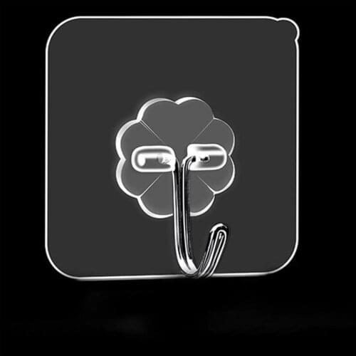 6PCs Transparent Strong Self Adhesive Door Wall Hangers Towel Mop Handbag Holder Hooks For Hanging Kitchen Bathroom Accessories