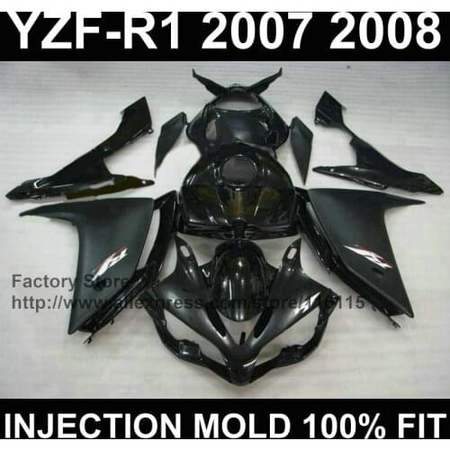 ABS motorcycle injection mold fairings kit for YAMAHA 2007 2008 R1 YZF R1 07 08 matte glossy black fairing parts+tank cover