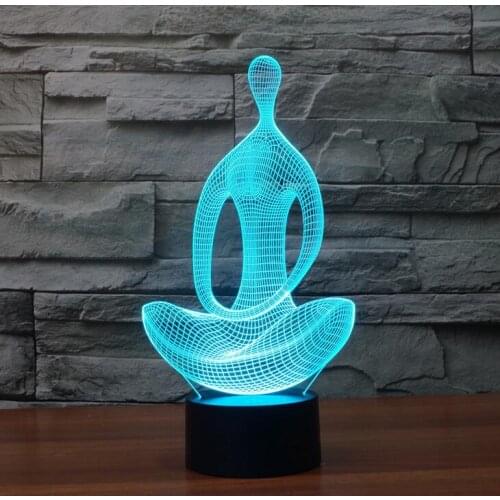 Acrylic 7 Color Changing 3D LED nightlight meditation of acrylic bedroom lamp living room lights Decoration Night Light
