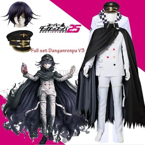 Anime Danganronpa V3 Killing Harmony Kokichi Ouma Cosplay Costume With Wig Cloak Cosplay Outfit Full Set Halloween Party Costume