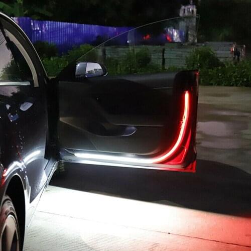 Car Interior Door Welcome Light LED Safety Warning Strobe Signal Lamp Strip 120cm Waterproof 12V Auto Decorative Ambient Lights