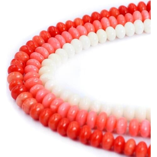 Free Shipping 4x6mm Rondelle Column Orange Pink White Natural Coral Loose DIY Beads Strand 15"