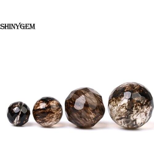 ShinyGem 8mm-16mm Round Natural Smoky Crystal Quartzs Beads Stone Faceted For DIY Jewelry Making Bracelets Necklace 20pcs