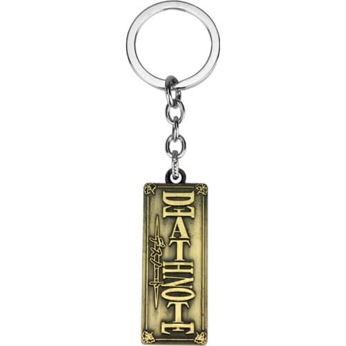 Death Note Keychain Double antique bronze Logo Keyring Key Holder Chain Ring Fashion Anime Jewelry Men Women Wholesale
