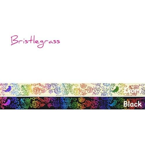 BRISTLEGRASS 100 Yard by Roll 5/8" 15mm Rainbow Flower Bird Foil Print Fold Over Elastics FOE Spandex Band Headband Dress Sewing