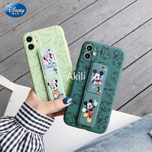 Disney Mickey Minnie Wristband Case for iPhone 11 Pro Max 12 Mini XS Max XR X 7 8 Plus Back Cover Magnetic Folding Bracket Shell
