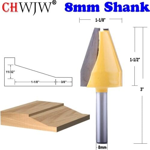 CHWJW 1pc 8mm Shank Panel Raiser Router Bit - Vertical - Bevel Design Woodworking cutter Tenon Cutter for Woodworking Tools