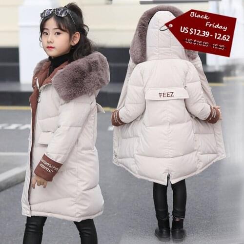 Childrens winter warm down jacket cotton padded jacket 2020 new fashion womens wear childrens thick fur coat fur hooded snow