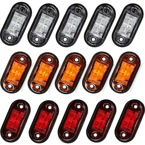 10PCS Warning Light LED Car Goods Diode Light Trailer Truck Orange White Red LED Side Marker Lamp For Car Accessories