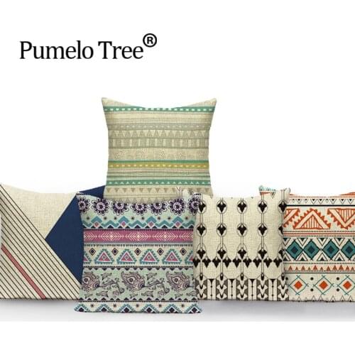 Geometric Square colorful Home Cushion Decorative soft seat car Covers linen scandinavian nice pure fresh suit cushion almohada