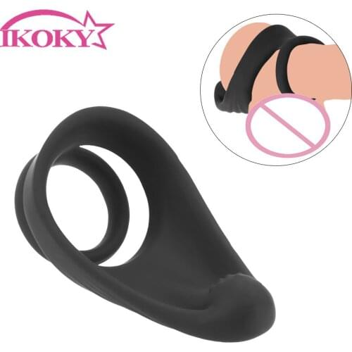 IKOKY Adult Product Soft Silicone Cock Ring Male Masturbator Anal Massage Sex Toys for Men Couples Delay Ejaculation Penis Rings