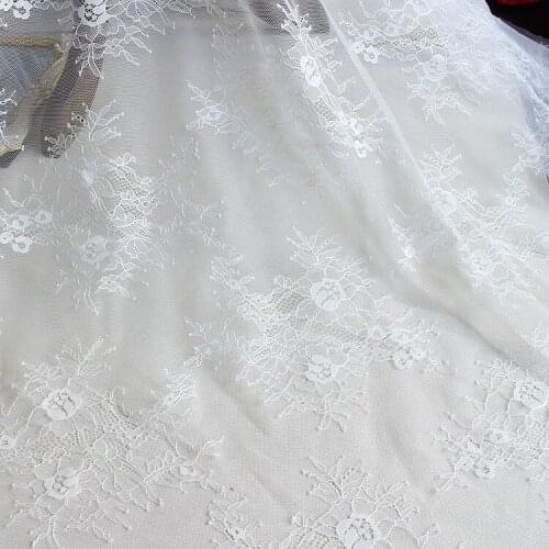 Imported Embroidery Hollow Lace Fabric Knitted Flowers Wedding Dress Clothing Lace White