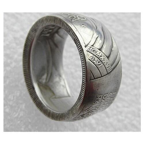 Handmade Ring By Italy 20 Lire 1943 Medal Silver Plated Copy Coins In Sizes 8-16