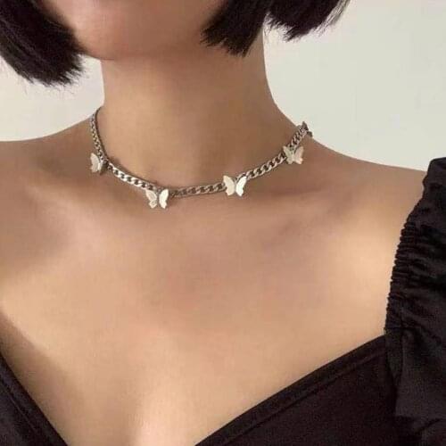 Silver stainless steel womens and mens necklaces pendants rock hiphop necklaces pendants for women and men Butterfly collar