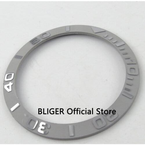 BLIGER 38MM Grey Ceramic Watch Bezel Insert Fit 40MM Watch Case SUB Automatic Movement Mens Watch Bezel BB34
