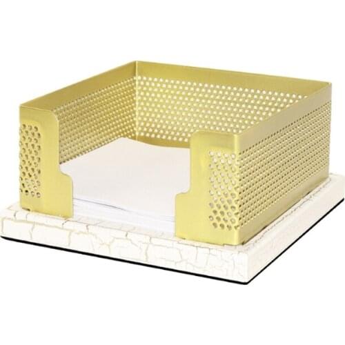 Creative Marble Style Metal Memo Notes Holder Box Memo Pads Container Pen Holder Home/Office/School Desk Supplies