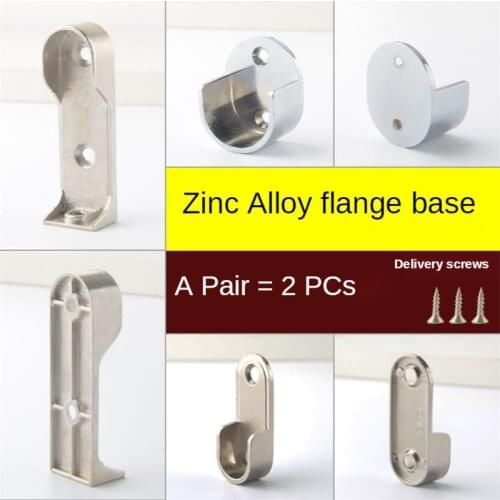 2Pcs Closet Rod End Supports Wardrobe Tube Support Bracket Clothes Hanging Rod Holder Furniture Hardware Accessories