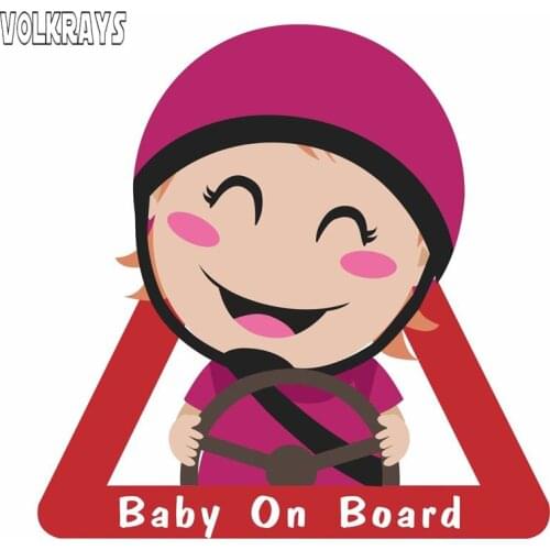 Volkrays Lovely Car Sticker Baby on Board Warning Mark Accessories Reflective PVC Decal for Rav4 Lada Niva Toyota Rav4,8cm*8cm