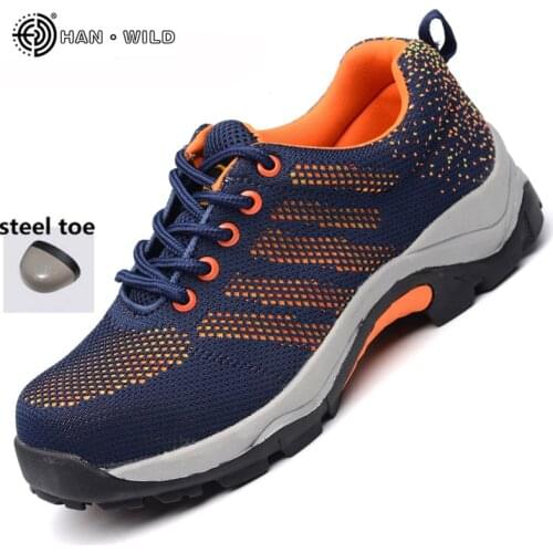 Mens Steel Toe Work Boots Mesh Breathable Puncture Proof Labor Insurance Safety Shoes Mens Casual Work Shoes