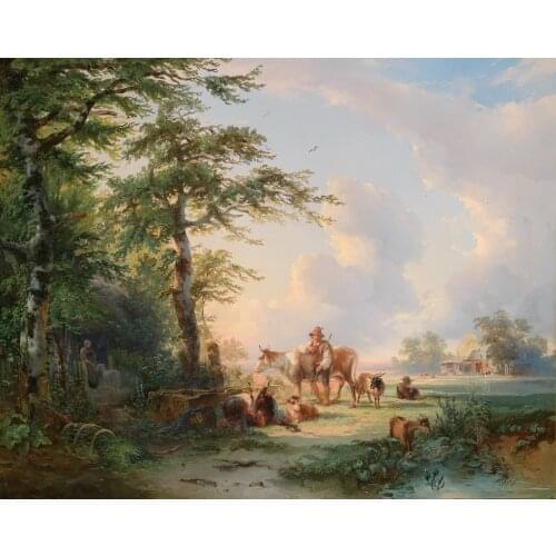 For Embroidery Oil Painting Farmhouse Cattle Animal Needlework 14CT Unprinted DIY Cross Stitch Kits Handmade Art Wall Decor