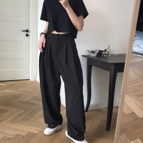 Summer new fashionable high-waisted wide-leg trousers loose drape was thin straight radish pants casual trousers women thin