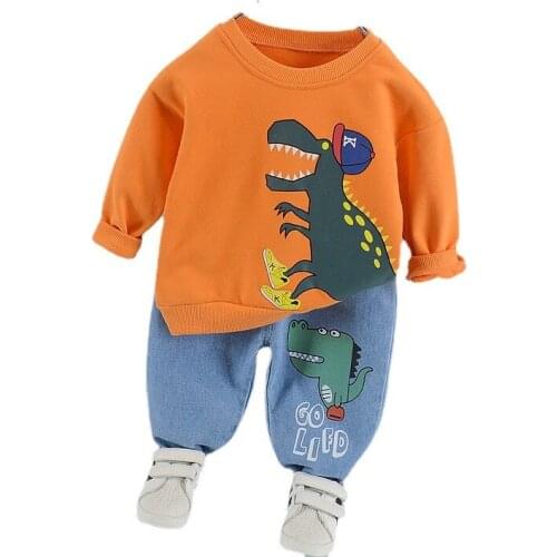 Spring Autumn New Boys Girls Clothes Infant Cartoon T Shirt Pants 2 Piece/Set Children Cotton Clothing Toddler Casual Sportswear