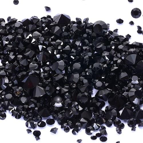 Wholesale Black Resin Rhinestones Glue On Beads PointBack Many Sizes Diamond Jewelry Nail Art Wedding Dress Decoration DIY