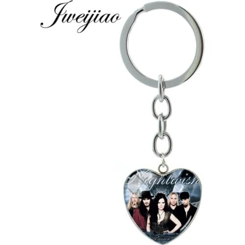JWEIJIAO Custom Nightwish Music Band Keychain Heart Shape Pendant Key Chain Keyrings For Fans Music Lover Charms NW575