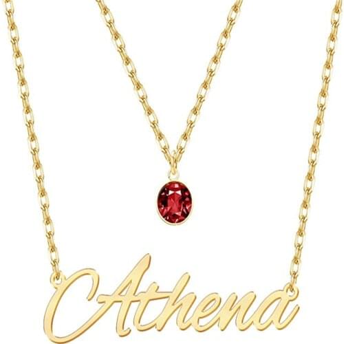 Noelia Superior Quality Necklace Ladies Gold Plated Pendant Necklace Custom Name Necklace with Birthstone Jewelry Gift