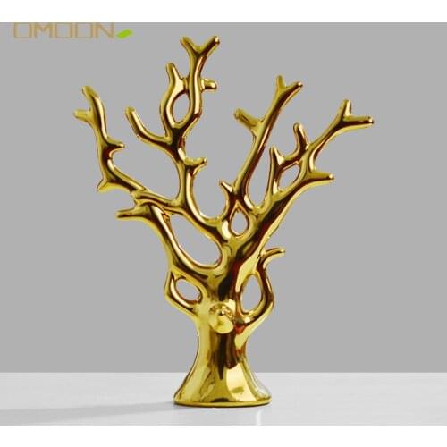 Gold plated Ceramic Fortune Tree Figurines porcelain Crafts Home home wedding Decoration Office Desktop Accessories Ornaments