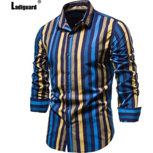 Men Elegant Shirt Blouses 2021 Autumn Fashion Stripes Tops Streetwear Long Sleeve Casual Male Shirt blusas Sexy Mens Clothing