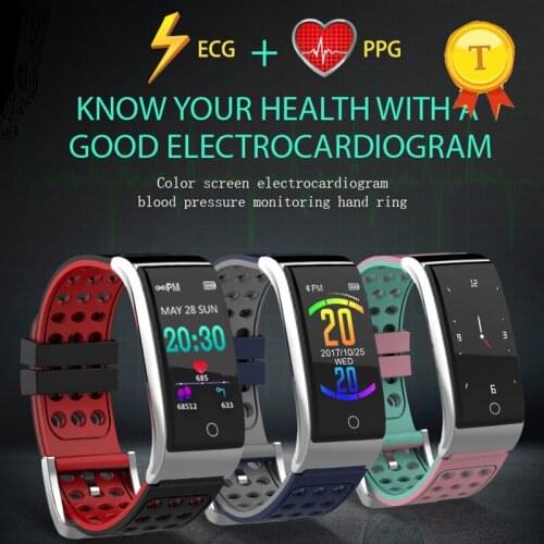 2019 Hot selling Smart Bracelet ECG PPG Heart Rate Monitoring Measurement Fitness Tracker Watch Bracelet IP67 Waterproof Women